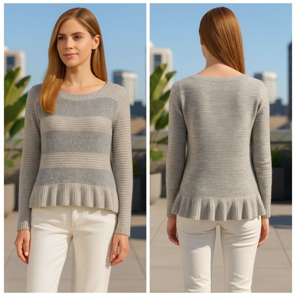 Anthropologie Sleeping‎ on Snow Nuvola Sweater Gray Soft Size XS Wool Blend